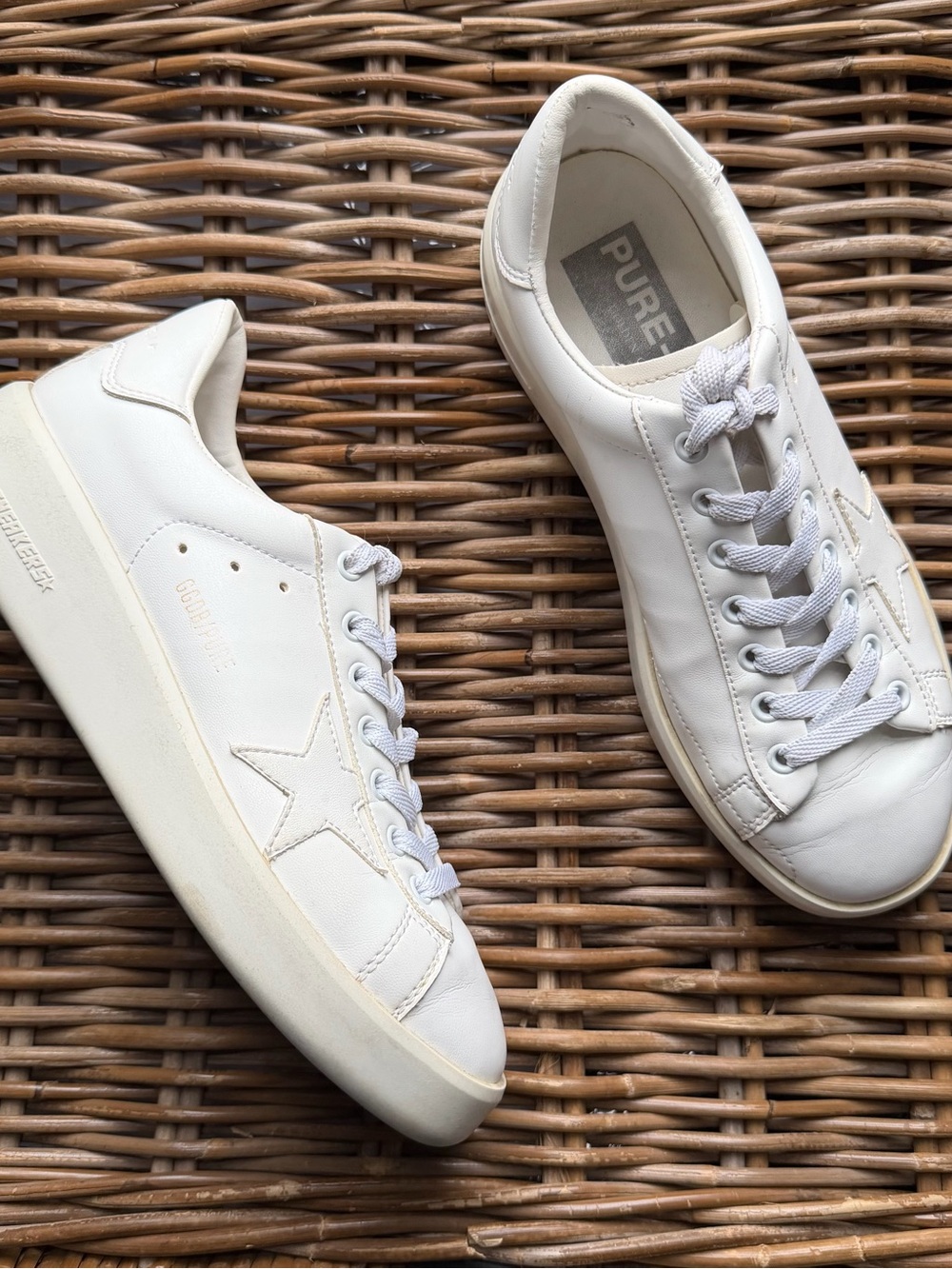 Golden Goose Pure Star White Leather Sneakers Shoes Womens Size EU 39 9 US